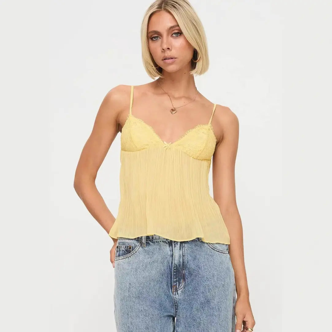 Fashion Lace Bow Sleeveless Sling