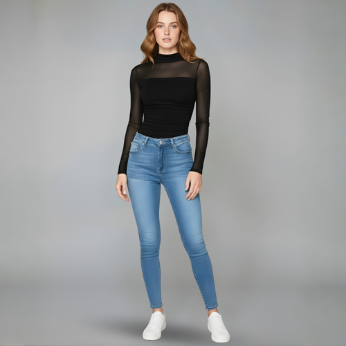 Ruvani™ - Sheer Mesh Long Sleeve Top