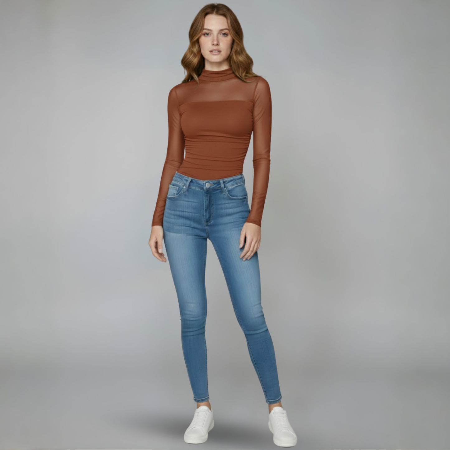 Ruvani™ - Sheer Mesh Long Sleeve Top