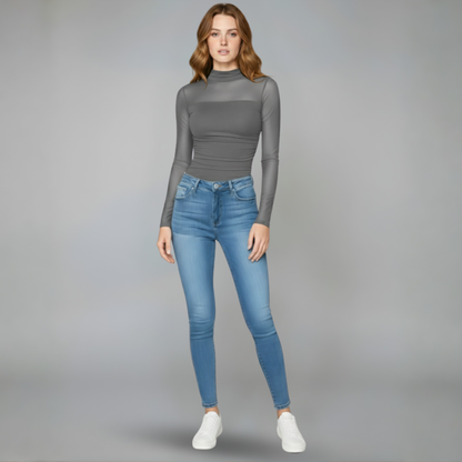 Ruvani™ - Sheer Mesh Long Sleeve Top