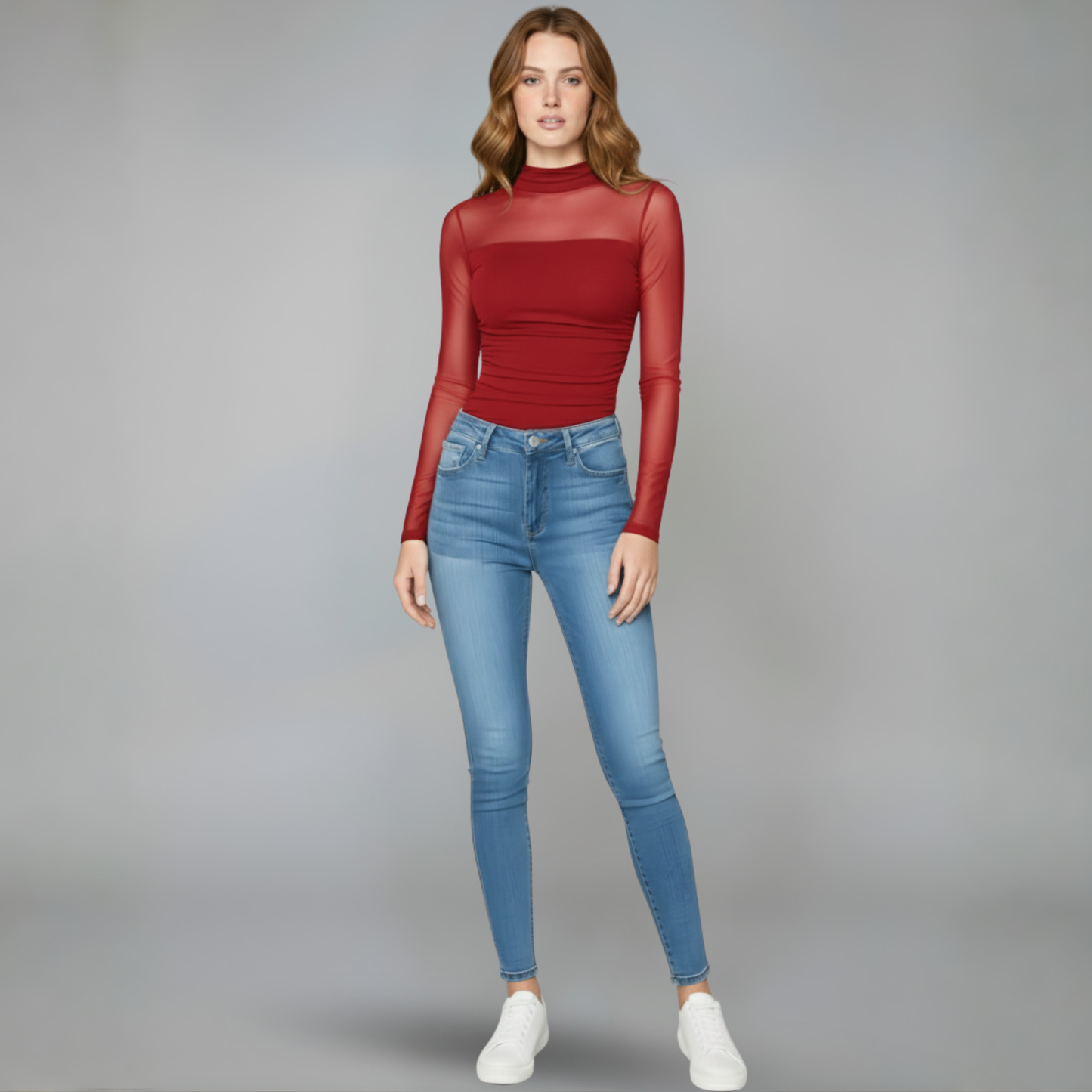 Ruvani™ - Sheer Mesh Long Sleeve Top